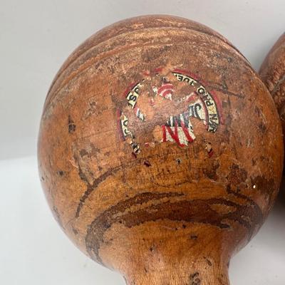 Antique Wooden Exercise Dumbbells