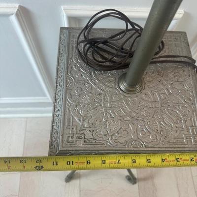 Vintage Victorian Cast Metal Floor Lamp with Side Table