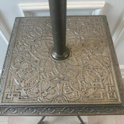 Vintage Victorian Cast Metal Floor Lamp with Side Table