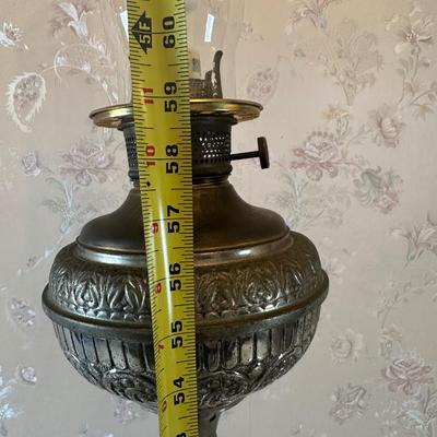 Vintage Victorian Cast Metal Floor Lamp with Side Table