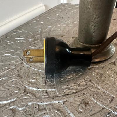 Vintage Victorian Cast Metal Floor Lamp with Side Table