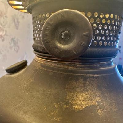 Vintage Victorian Cast Metal Floor Lamp with Side Table