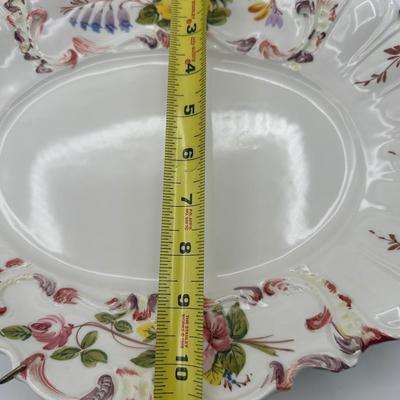 Italian Porcelain Floral Lidded Tureen with Matching Oval Platter