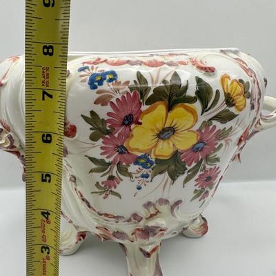 Italian Porcelain Floral Lidded Tureen with Matching Oval Platter