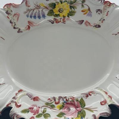 Italian Porcelain Floral Lidded Tureen with Matching Oval Platter