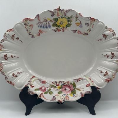 Italian Porcelain Floral Lidded Tureen with Matching Oval Platter