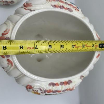Italian Porcelain Floral Lidded Tureen with Matching Oval Platter