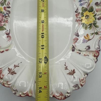Italian Porcelain Floral Lidded Tureen with Matching Oval Platter