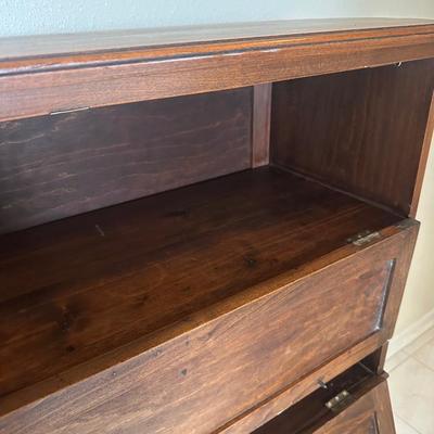 Vintage Two-Tier Drop-Front Wood Cabinet on Cabriole Legs