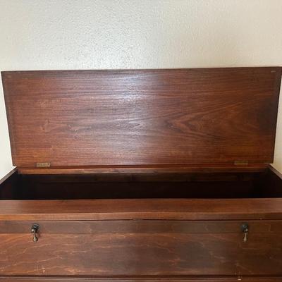 Vintage Two-Tier Drop-Front Wood Cabinet on Cabriole Legs