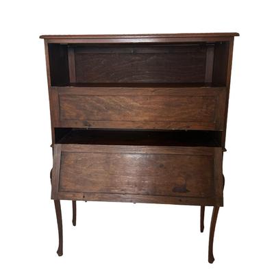 Vintage Two-Tier Drop-Front Wood Cabinet on Cabriole Legs