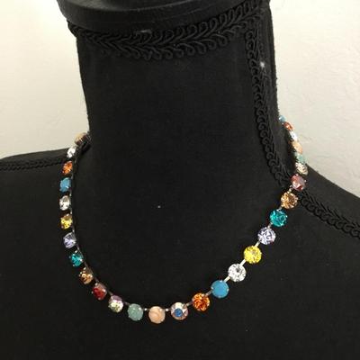 Beautiful vintage, silver toned, multicolored, crystal rhinestone necklace. Excellent condition.