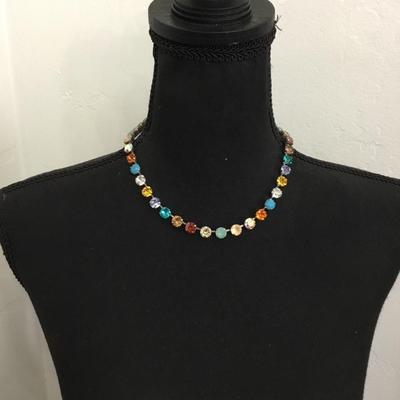 Beautiful vintage, silver toned, multicolored, crystal rhinestone necklace. Excellent condition.