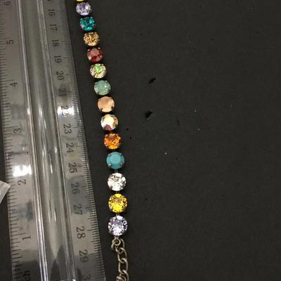 Vintage multicolored, crystal rhinestone bracelet,