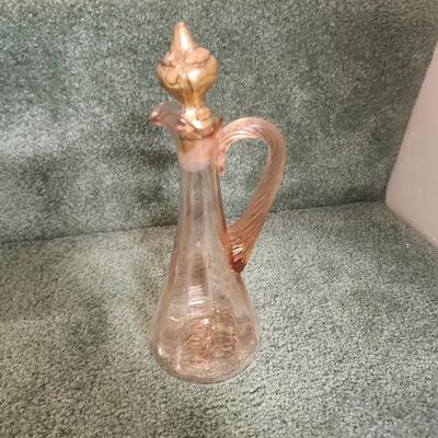 Pink depression glass perfume bottle