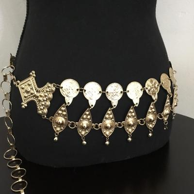 Vintage, gold, toned statement, chain waist belt jingly belt