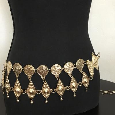 Vintage, gold, toned statement, chain waist belt jingly belt