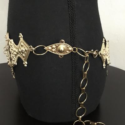 Vintage, gold, toned statement, chain waist belt jingly belt