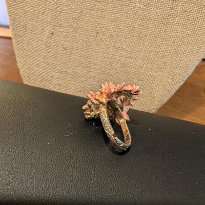 Two Enamel Floral Rings