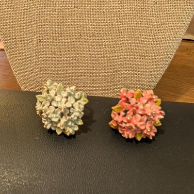 Two Enamel Floral Rings