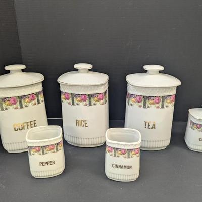 White Block Germany Canisters w/ Extra Lids
