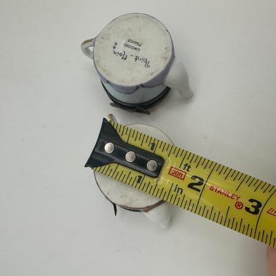 Pair of Limoges France Peint Main Miniature Porcelain Teapots with Hinged Lids