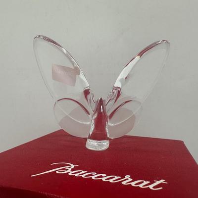 Baccarat Clear Crystal Butterfly Figurine with Original Box