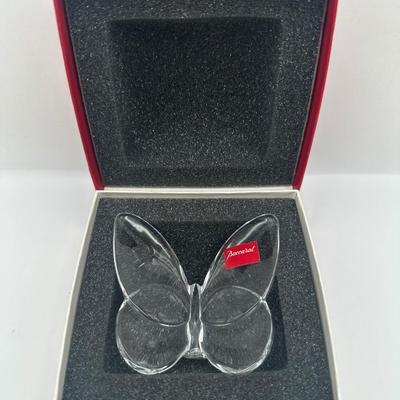 Baccarat Clear Crystal Butterfly Figurine with Original Box