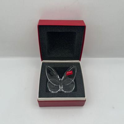 Baccarat Clear Crystal Butterfly Figurine with Original Box