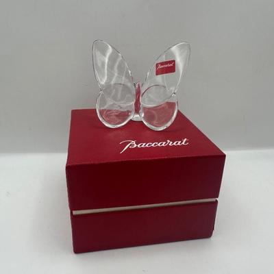 Baccarat Clear Crystal Butterfly Figurine with Original Box
