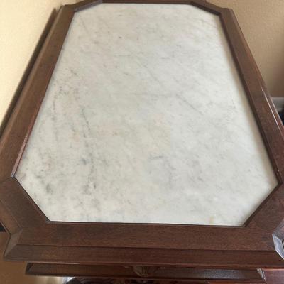 Victorian Marble-Top Console Table with Carved Base