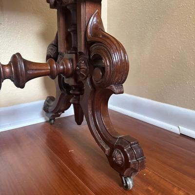 Victorian Marble-Top Console Table with Carved Base