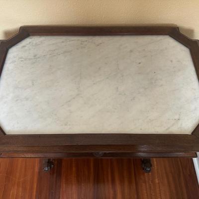 Victorian Marble-Top Console Table with Carved Base