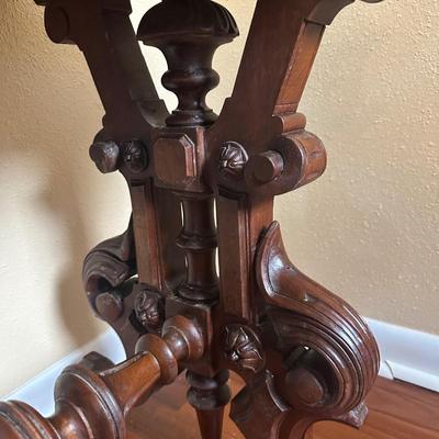 Victorian Marble-Top Console Table with Carved Base