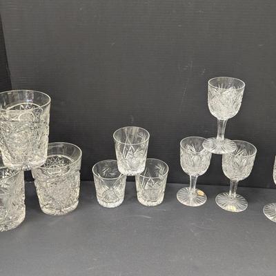 Collection of Vintage Etched Crystal Glasses