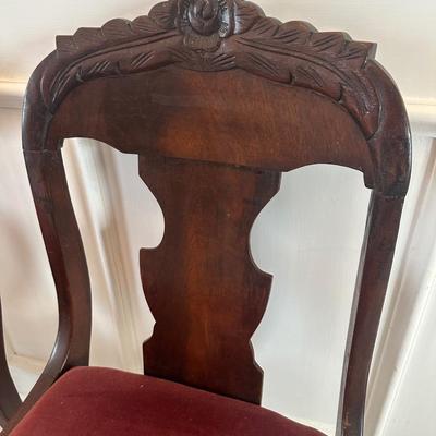 Pair of Victorian Carved Wood Side Chairs