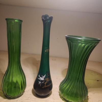Green vases