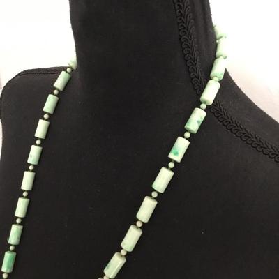 Vintage, mint, green Lucite type bead necklace
