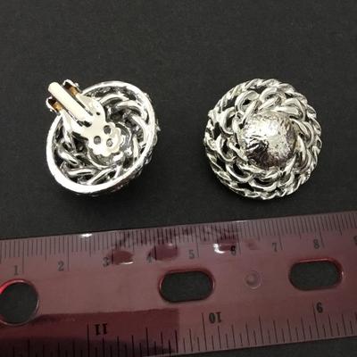 Very nice silver chrome clip on statement earrings