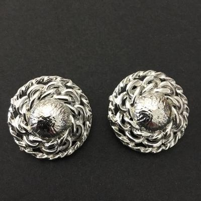 Very nice silver chrome clip on statement earrings