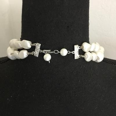 Vintage White chunky bead, double strand statement, necklace