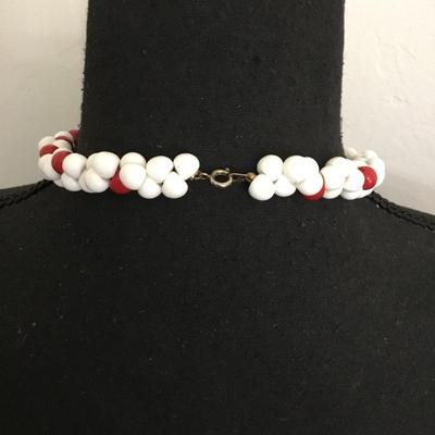 Cool vintage White and red bead nerd rope necklace
