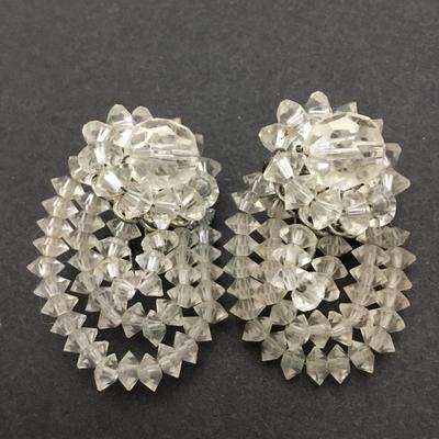 Beautiful, vintage, crystal bead clip on earrings