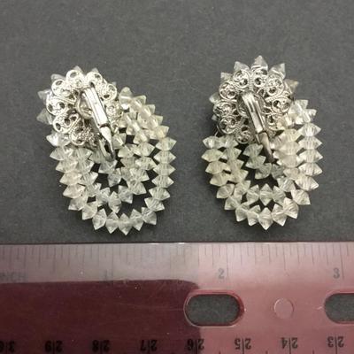 Beautiful, vintage, crystal bead clip on earrings