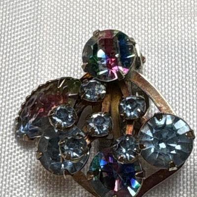 Two vintage crystal clip-on earrings