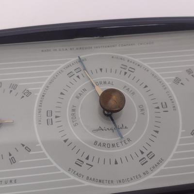 Mid Century Modern Airguide Instrument Company Desk Top Hygrometer, Thermometer, and Barometer