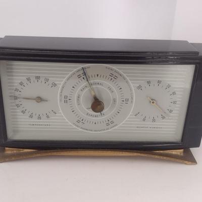 Mid Century Modern Airguide Instrument Company Desk Top Hygrometer, Thermometer, and Barometer