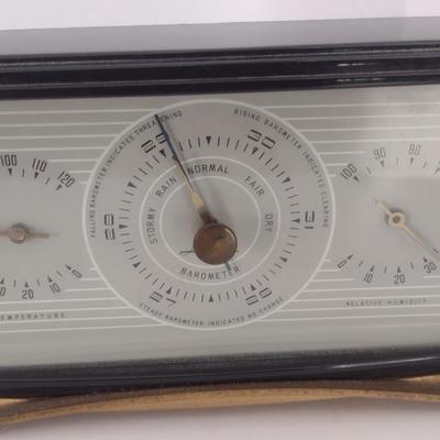 Mid Century Modern Airguide Instrument Company Desk Top Hygrometer, Thermometer, and Barometer