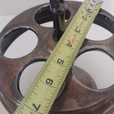 Vintage Rockford Silver Company Quadruple Plated Five Bottle Amber Glass Caster Cruet Set