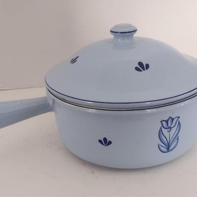Vintage Dru Brand Enamel Lidded Pan Holland